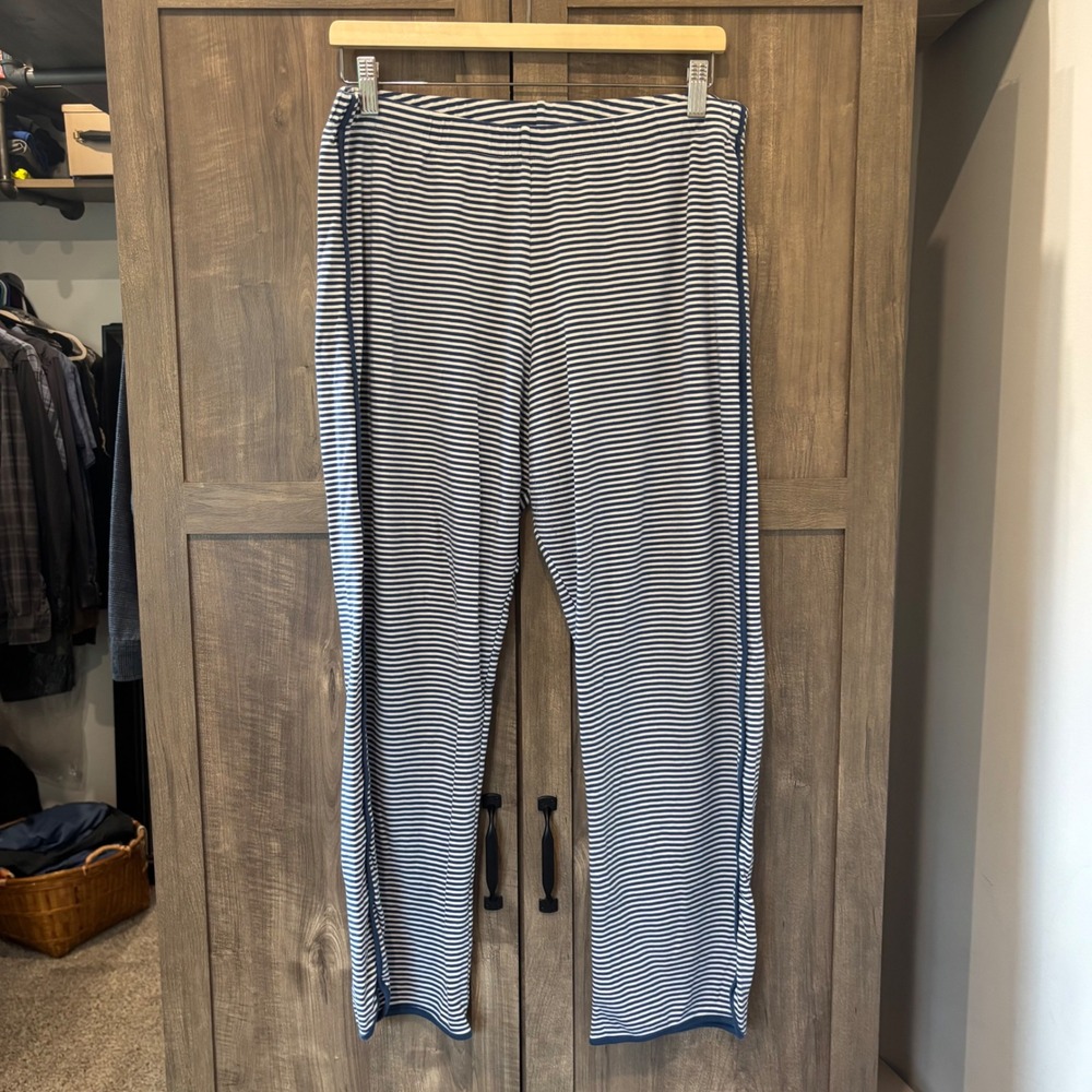 Lake Pajama Pants Large Navy White Striped Pima Cotton Lounge